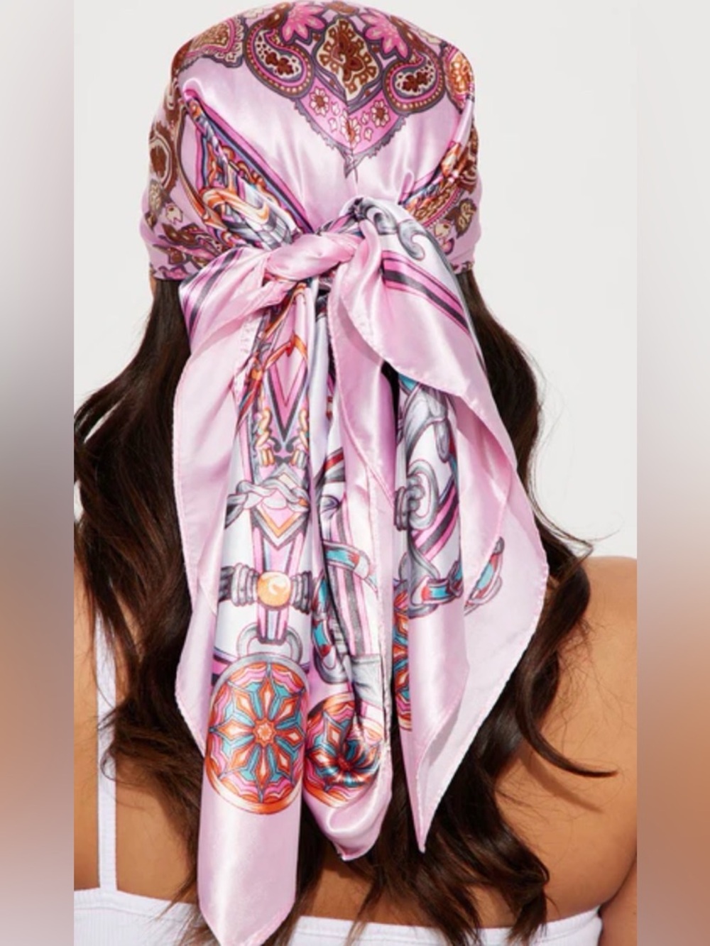 Pink Patterned Head Scarf